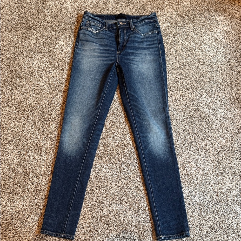 Buckle Black Dark Blue Women's Skinny Jeans